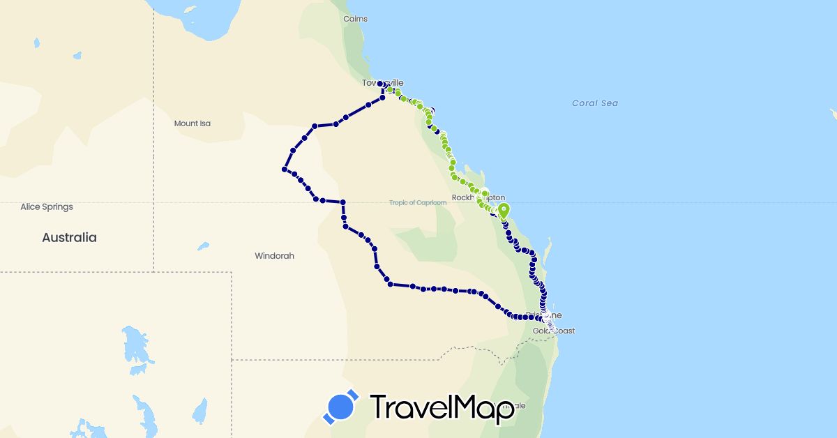 TravelMap itinerary: driving, electric vehicle in Australia (Oceania)